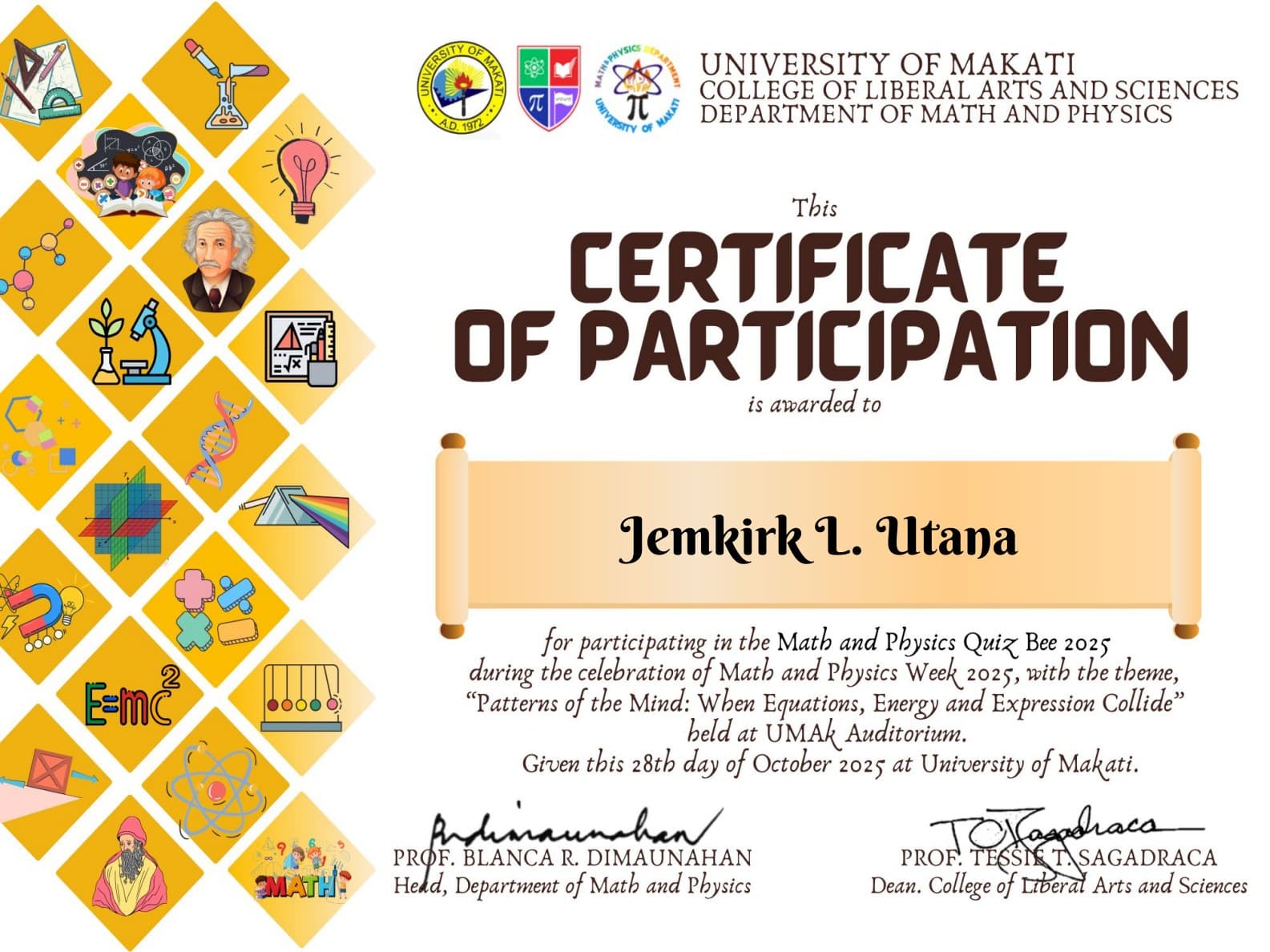 Math and Physics Quiz Bee 2025 - Participant preview