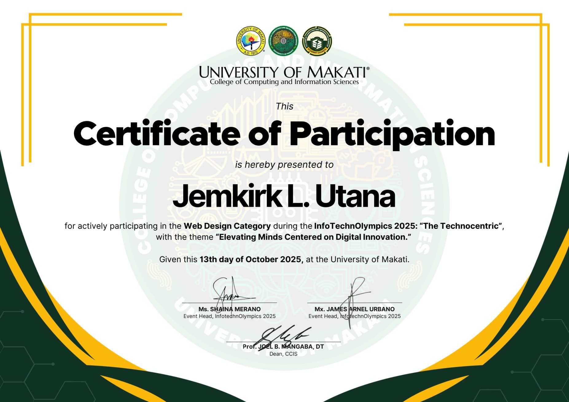 InfoTechnOlympics 2025 Web Design Category - Participant preview