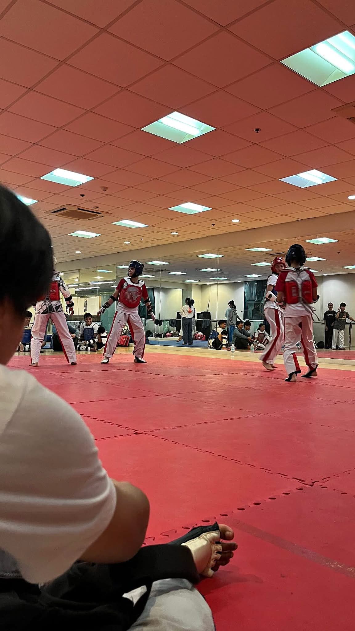 Taekwondo sparring practice